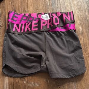 Nike Gray and Pink Cross Over Athletic Shorts